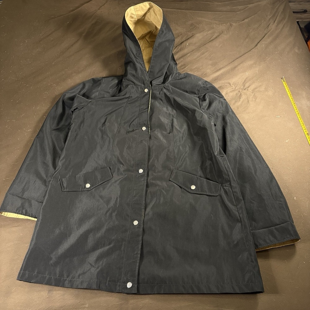 Breckenridge Womens XL Black Hooded Rain Jacket Full Zip Snap Coat